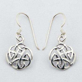 925 Silver Celtic Knot Round Openwork Danglers