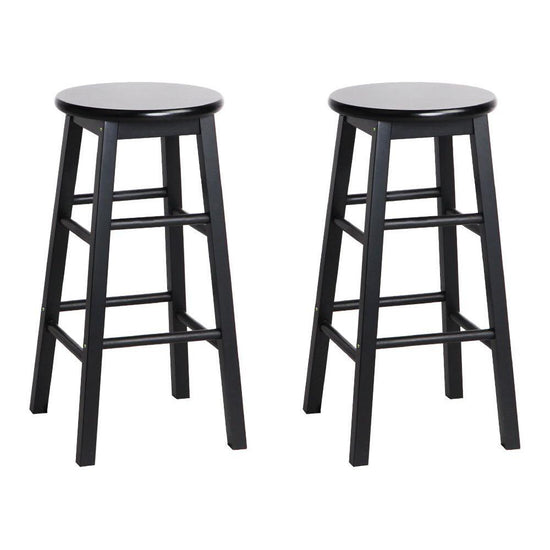 Artiss 2x Bar Stools Round Chairs Wooden Black