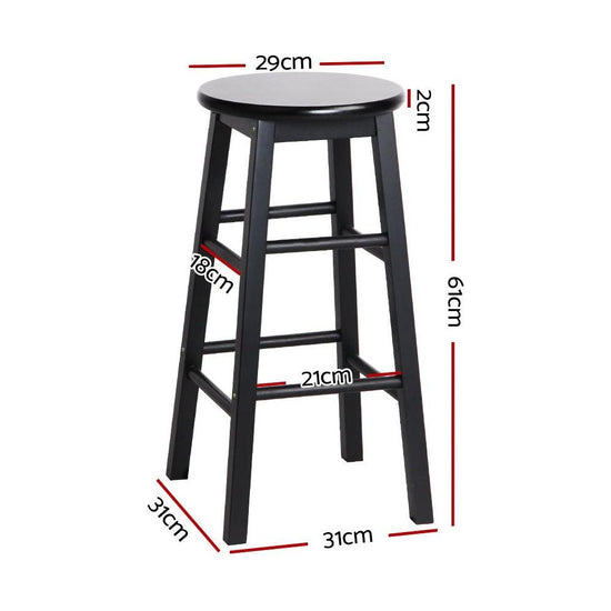 Artiss 2x Bar Stools Round Chairs Wooden Black