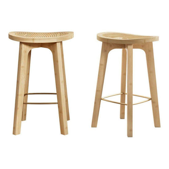 Artiss 2x Bar Stools Bamboo Rattan Stool Counter Chair Kitchen Barstools