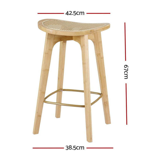 Artiss 2x Bar Stools Bamboo Rattan Stool Counter Chair Kitchen Barstools