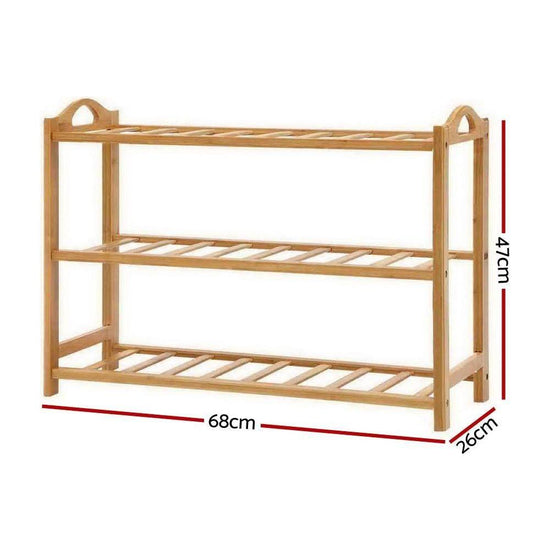 Artiss 3 Tiers Bamboo Shoe Rack Storage Organiser Wooden Shelf Stand Shelves