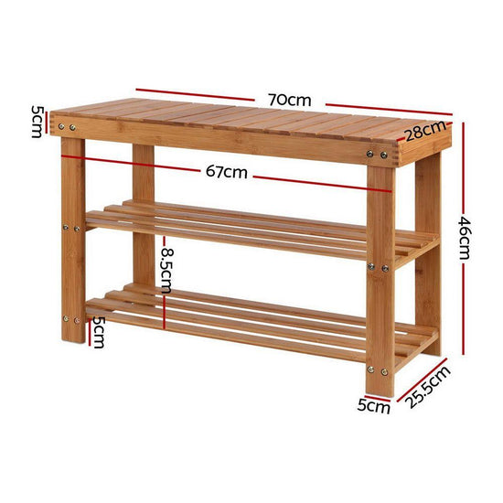 Artiss Bamboo Shoe Rack Wooden Seat Bench Organiser Shelf Stool