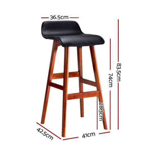 Artiss 2x Bar Stools Wooden Stool Black