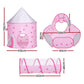 Keezi Kids Playhouse Play Tent Pop Up Castle Crawl Tunnel Basketball Hoop Pink