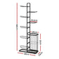 Everfit Ball Storage Rack Sports Equipment Organizer 7-Tier with Basket for Garage Gym Black