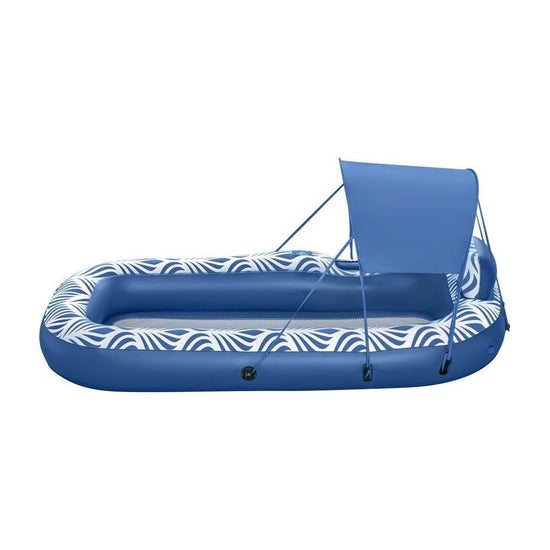 Bestway Inflatable Floating Float Lounger with Sunshade Canopy 1.98Mx1.12M Blue