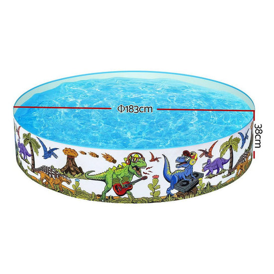 Bestway Kids Pool 183x38cm Round Above Ground Rigid Swimming Pools Dinosaur 946L