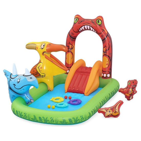 Bestway Kids Inflatable Play Splash Pool with Slide Ball Tossing Toys 242x140cm