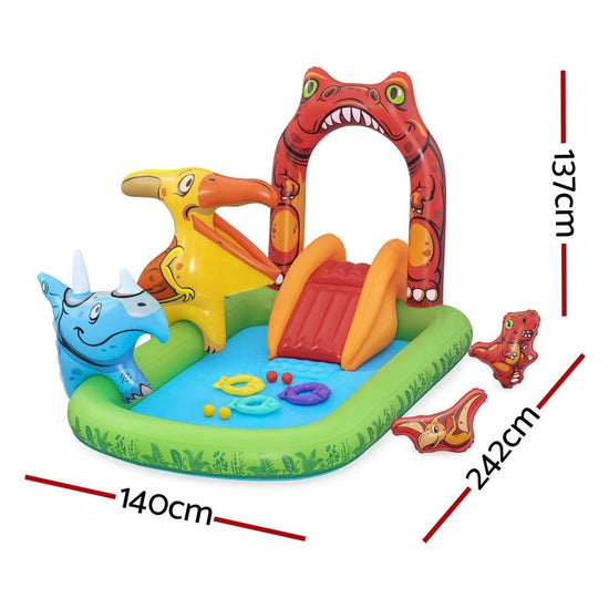 Bestway Kids Inflatable Play Splash Pool with Slide Ball Tossing Toys 242x140cm