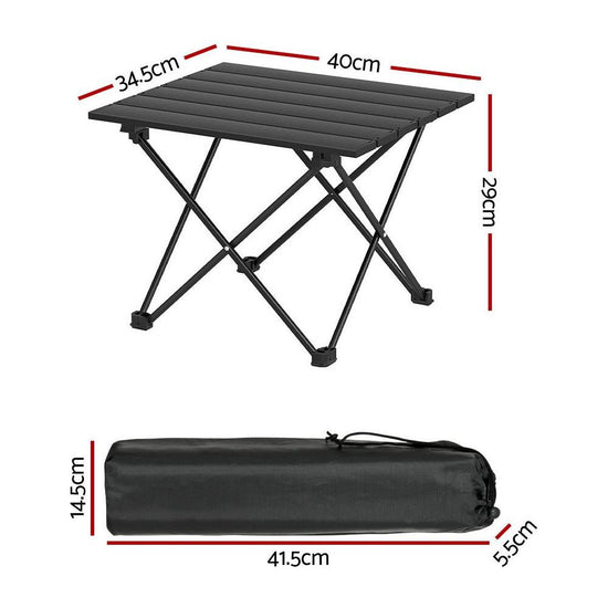 Weisshorn Folding Camping Table 40CM Roll Up Outdoor Picnic BBQ Aluminium Desk