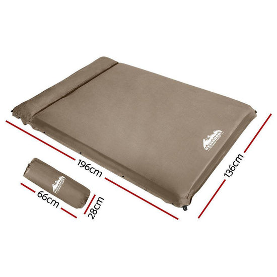 Weisshorn Self Inflating Mattress 10CM Camping Sleeping Mat Air Double Coffee