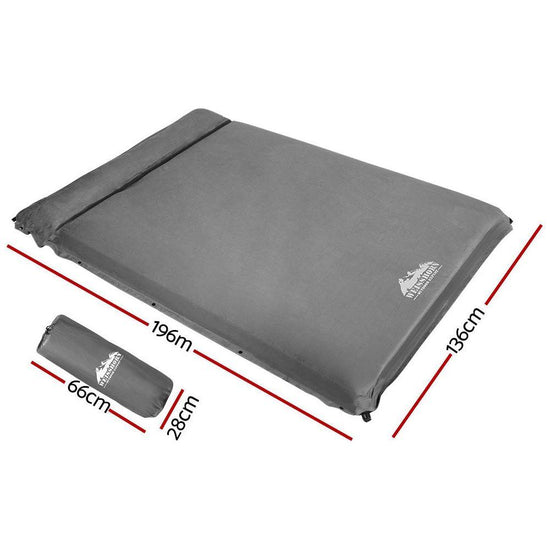 Weisshorn Self Inflating Mattress 10CM Camping Sleeping Mat Air Double Grey