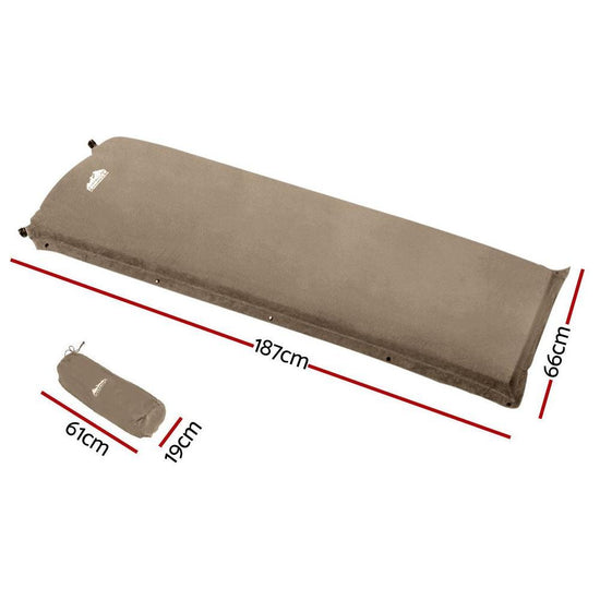 Weisshorn Self Inflating Mattress Camping Sleeping Mat Air Bed Single Coffee