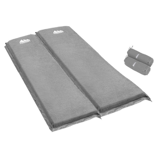 Weisshorn Self Inflating Mattress Camping Sleeping Mat Air Bed Double Set Grey