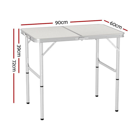 Weisshorn Folding Camping Table 90CM Adjustable Portable Outdoor Picnic Desk