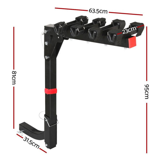 Giantz 4 Bicycle Bike Carrier Rack Car 2" Hitch Mount Foldable Black,Giantz 4 Bicycle Bike Carrier Rack Car 2" Hitch Mount Foldable Black