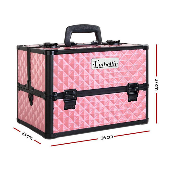 Embellir Portable Cosmetic Beauty Makeup Case - Diamond Pink