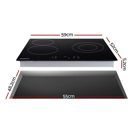 Devanti Electric Ceramic Cooktop 60cm Kitchen Cooker 4 Burner Hob Touch Control 5200W