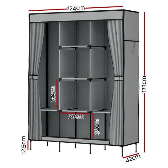 Artiss Large Portable Clothes Closet Wardrobe with Shelf Grey