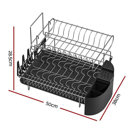 Cefito Dish Rack Drying Drainer Cup Holder Cutlery Tray Kitchen Organiser 2-Tier