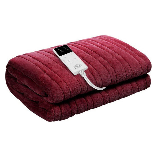 Giselle Electric Throw Rug Heated Blanket Fleece Red