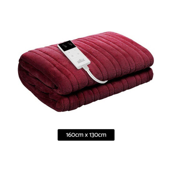 Giselle Electric Throw Rug Heated Blanket Fleece Red