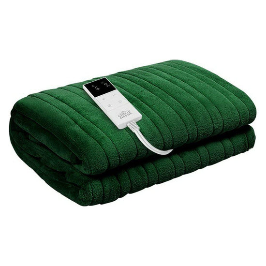 Giselle Electric Throw Rug Heated Blanket Washable Snuggle Flannel Winter Green