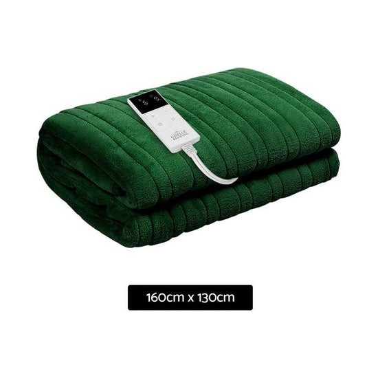 Giselle Electric Throw Rug Heated Blanket Washable Snuggle Flannel Winter Green