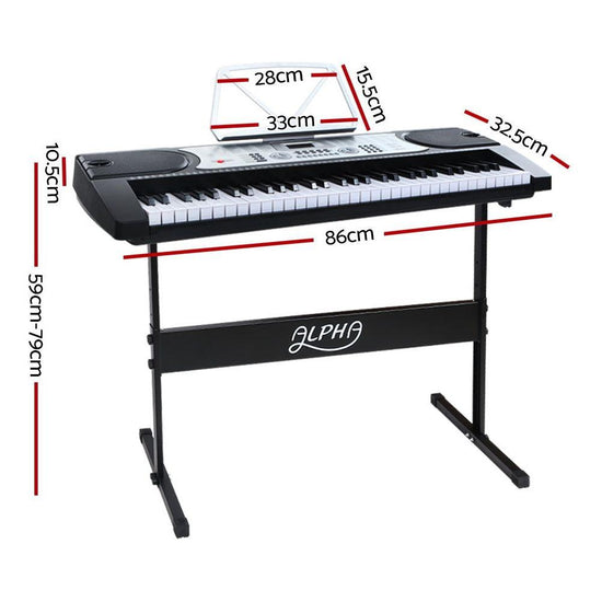 Alpha 61 Keys Electronic Piano Keyboard Digital Electric w/ Stand Beginner Silver