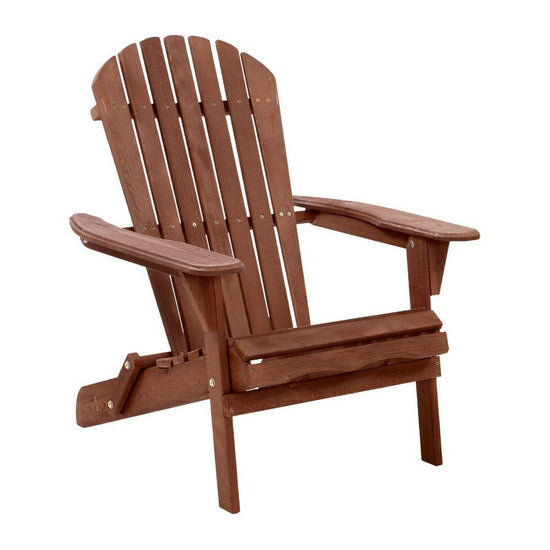 Gardeon Adirondack Outdoor Chairs Wooden Foldable Beach Chair Patio Furniture Brown