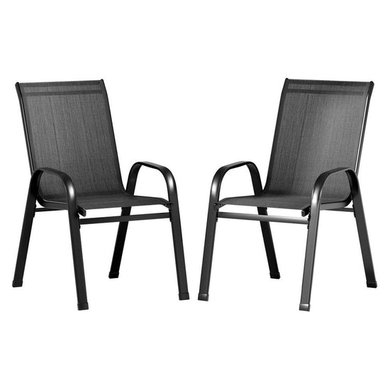 Gardeon 2PC Outdoor Dining Chairs Stackable Lounge Chair Patio Furniture Black