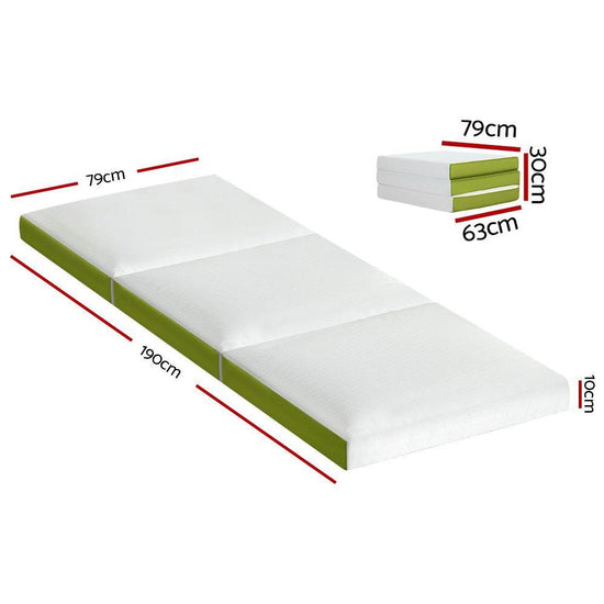 Giselle Bedding Foldable Mattress Folding Foam Trifold Green