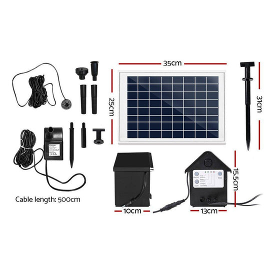 Gardeon Solar Pond Pump Submersible Water Fountain with Battery Kit LED Lights 6.6FT