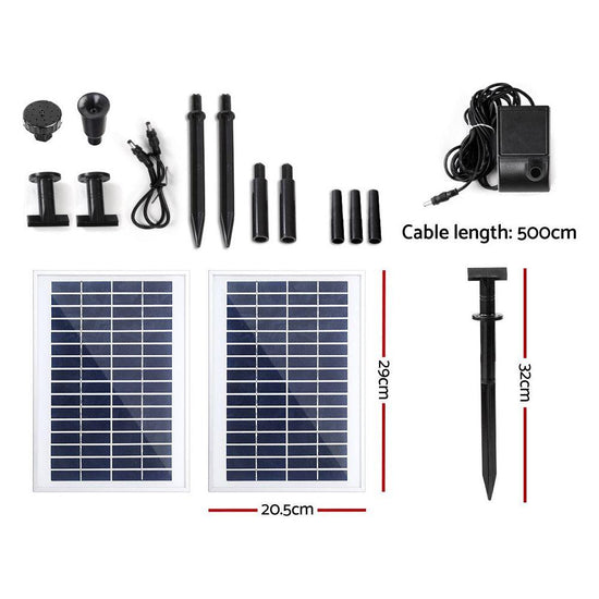 Gardeon Solar Pond Pump Submersible Water Fountain Kit with 2 Panels 7.2FT