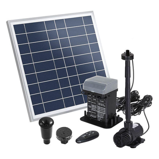 Gardeon Solar Pond Pump with Battery Kit LED Lights 9.8FT