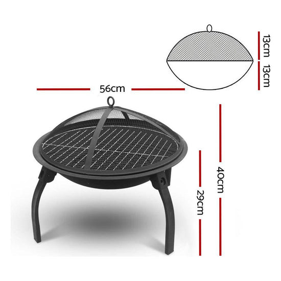 Fire Pit BBQ Charcoal Smoker Portable Outdoor Camping Pits Patio Fireplace 22"