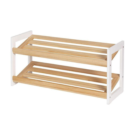 Artiss Shoe Rack Wooden Storage 2 Tier Tilted Shelves Stand Organizer Kara