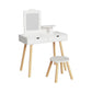 Keezi Kids Dressing Table Vanity Makeup Chair Set with Mirror Drawers Wooden Legs