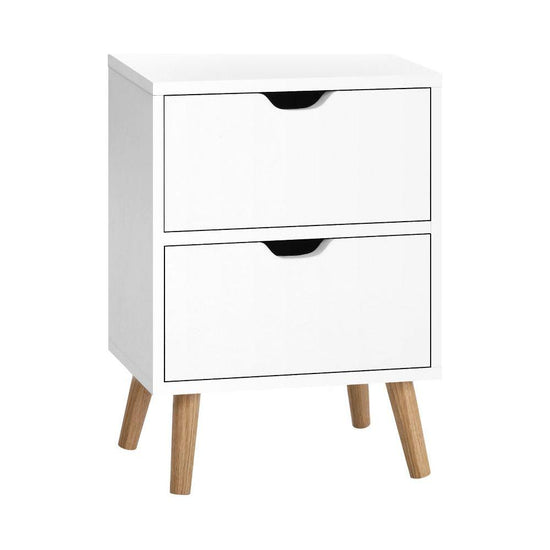 Artiss Bedside Table 2 Drawers - BODEN White