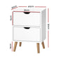 Artiss Bedside Table 2 Drawers - BODEN White