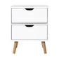 Artiss Bedside Table 2 Drawers - BODEN White