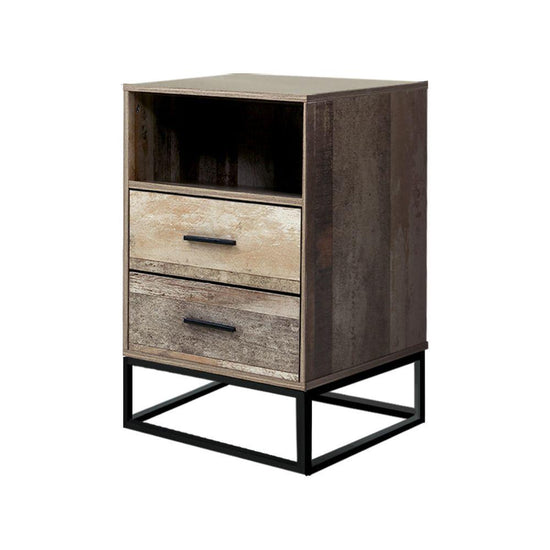 Artiss Bedside Table 2 Drawers with Shelf - BADAN