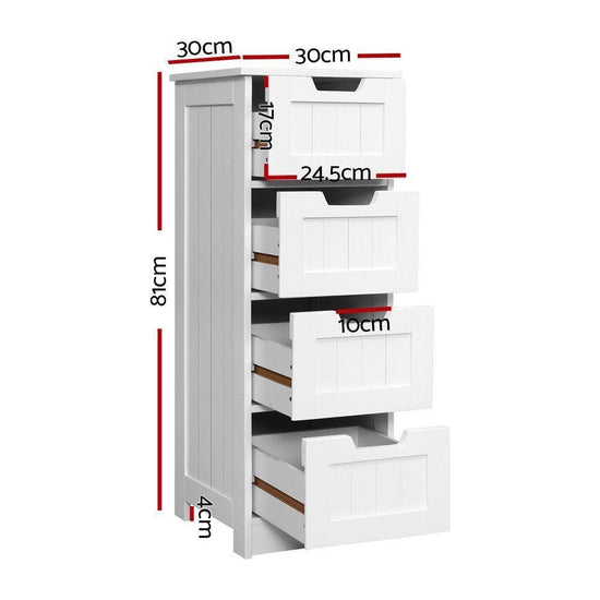 Artiss 4 Chest of Drawers - LEESA White