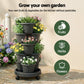 Green Fingers 5 Tier Vertical Garden Planter, Stackable Planters with 4 Wheels, Black, Raised Garden Bed, Garden Tower Indoor Outdoor, Auto Drainage System, for Strawberries, Herbs, Flower, Vegetables