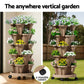 Green Fingers Garden Bed 5 Tier Vertical Garden Grey Strawberry Stackable Planters Herb Petunias Tan