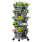 Green Fingers Raised Garden Bed 5 Tier Vertical Garden Grey Strawberry Stackable Planters Herbs Petunias