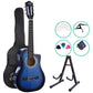 Alpha 34" Inch Guitar Classical Acoustic Cutaway Wooden Ideal Kids Gift Children 1/2 Size Blue with Capo Tuner