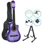 Alpha 34" Inch Guitar Classical Acoustic Cutaway Wooden Ideal Kids Gift Children 1/2 Size Purple with Capo Tuner