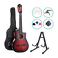 Alpha 34" Inch Guitar Classical Acoustic Cutaway Wooden Ideal Kids Gift Children 1/2 Size Red with Capo Tuner